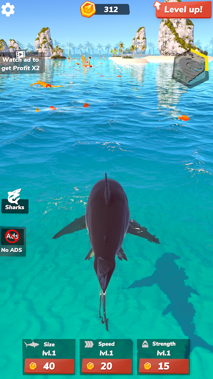 Idle Shark 2-Mega Tycoon Game Captura de tela 0
