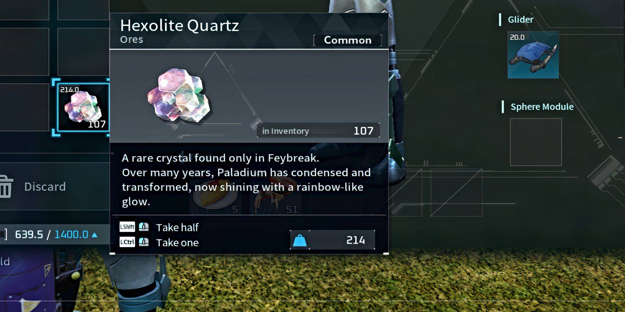 A Palworld Player Mining Hexolite Quartz