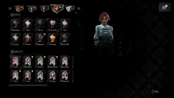 Maelle Cosmetic Options Screen