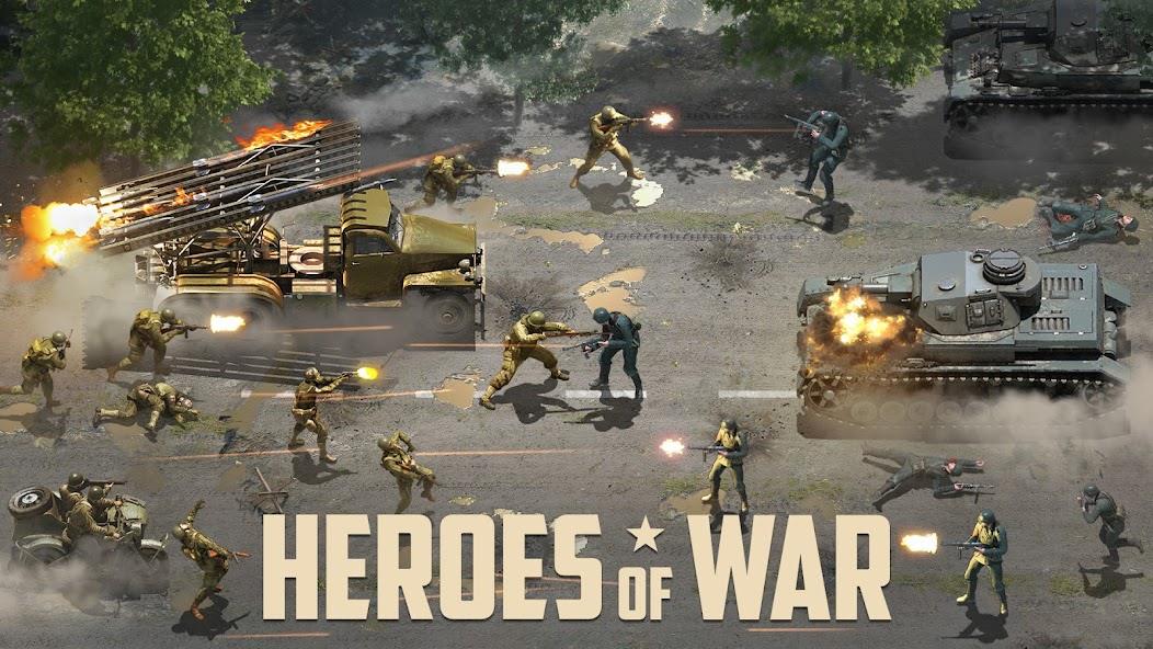 Heroes of War: Idle army game Mod Captura de tela 0