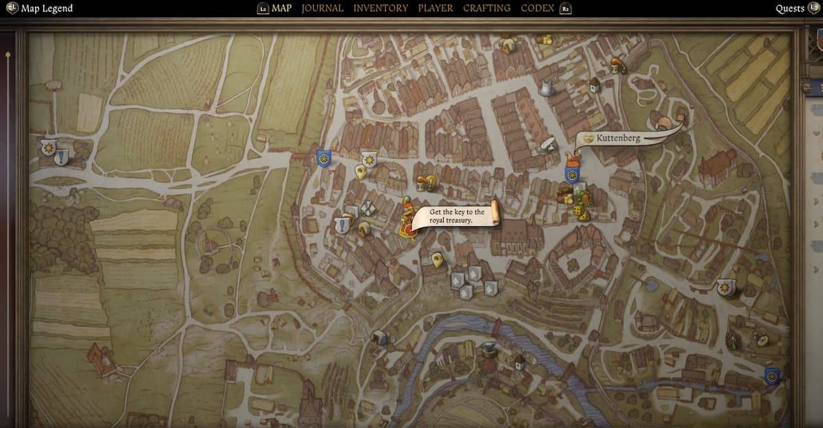 Map showing the location of the outhouse behind Vavak's house in Kingdom Come: Deliverance 2