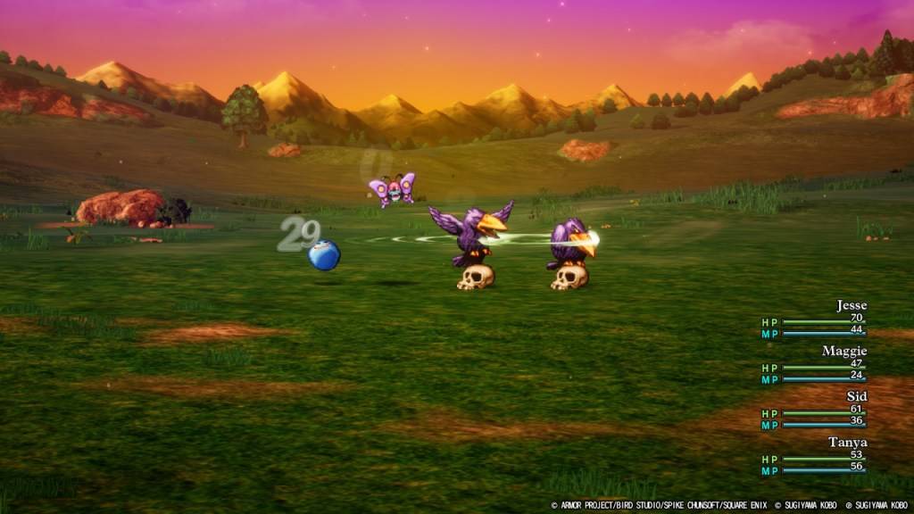 该党使用回旋镖在Dragon Quest III:HD-2D翻拍中攻击敌人。