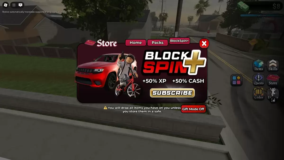 스토어 메뉴와 상호 작용하여 Blockspin Plus BattlePass를 얻으십시오.