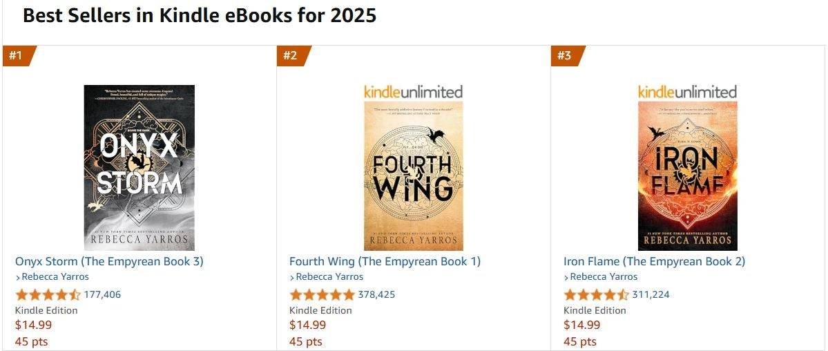 หนังสือ Wing Wing เล่มที่สี่อันดับต้น ๆ ของ Amazon Kindle Best Sellers ในปี 2568