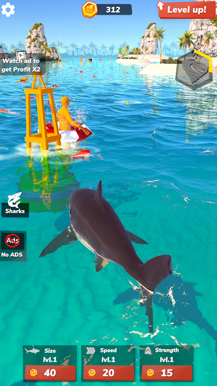 Idle Shark 2-Mega Tycoon Game Captura de tela 1
